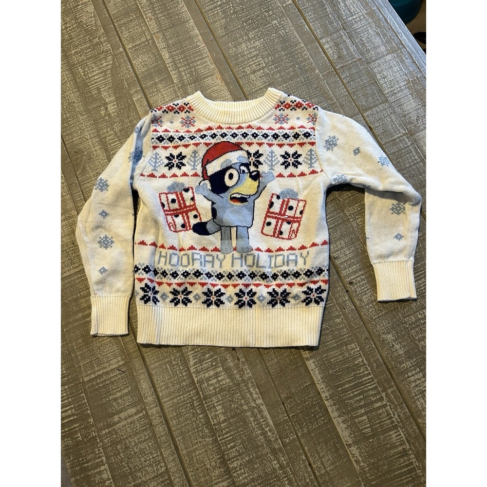 Bluey‎ Baby 18M Hooray Holiday Blue Red Presents Snowflakes Christmas Sweater